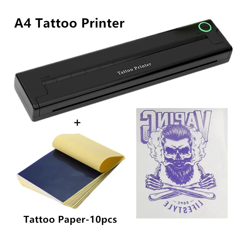 Portable Bluetooth mini wireless tattoo printer tattooist Stencil Copier thermal transfer tattoo machine with 10pcs tattoo paper