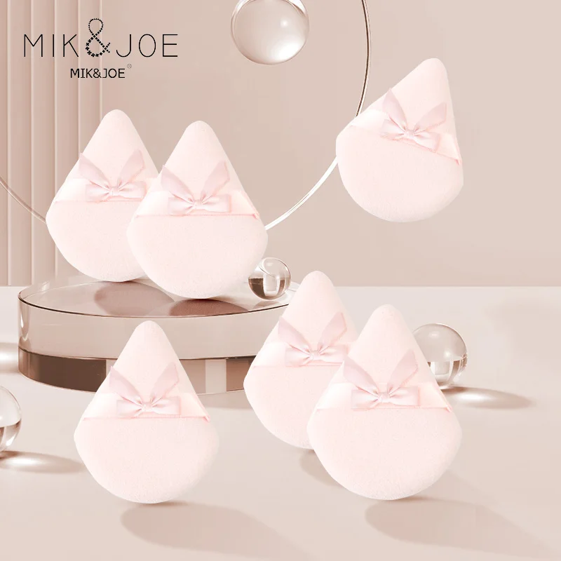 6 قطع من منتفخة المكياج ذات عقدة على شكل فراشة وردية ناعمة ورقيقة للاستخدام المنزلي أو السفر