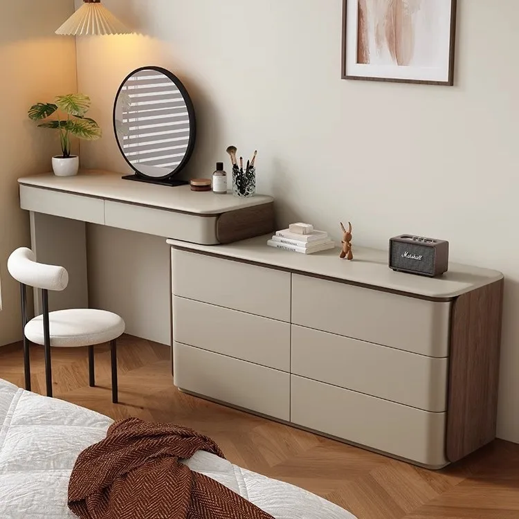 خزانة منضدة الزينة الفاخرة الجمالية الحديثة البراز مرآة تسريحات تخزين 6 أدراج أثاث غرفة نوم خشبي حديث Penteadeira #3