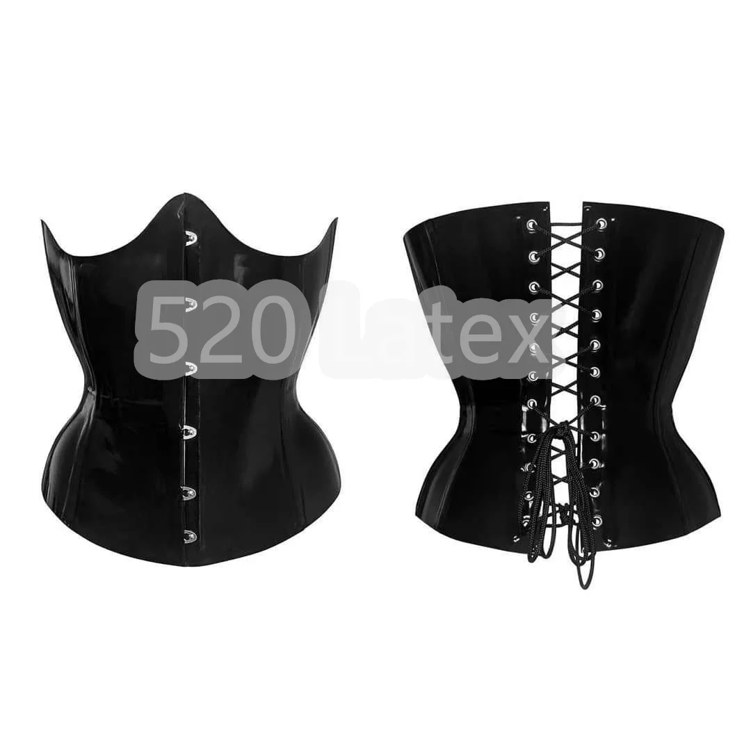 Handmade 0.6mm Natural Latex Corset Black  Latex Waist  Corset Underbust For Women Waist Slimming