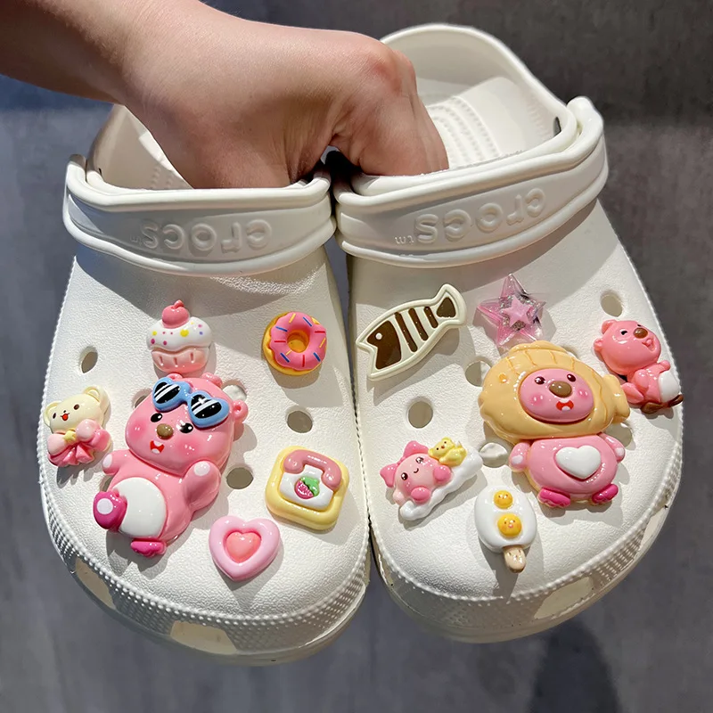 12pcs New Loopy Shoes Accessories Kawaii Cartoon Hole Shoes Buckle Diy Decoration Removable Girl Gifts