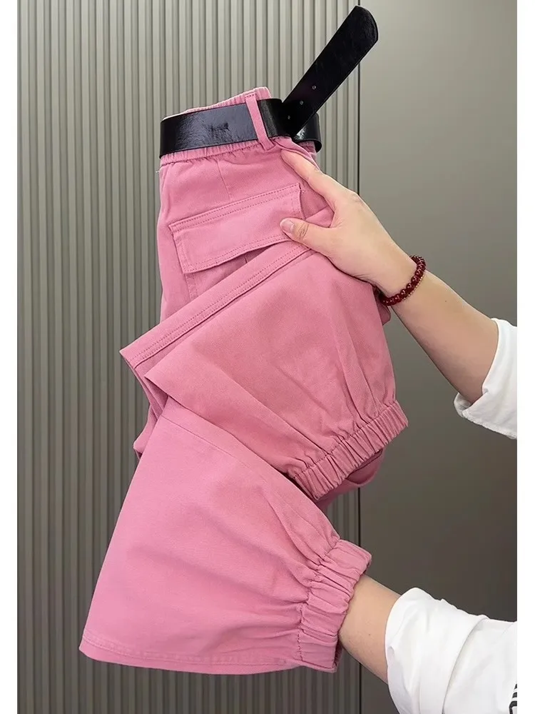 Pantaloni casual moda donna primavera autunno nuovi pantaloni corti in cotone lavato sottile allentato a vita alta pantaloni Haren streetwear moda