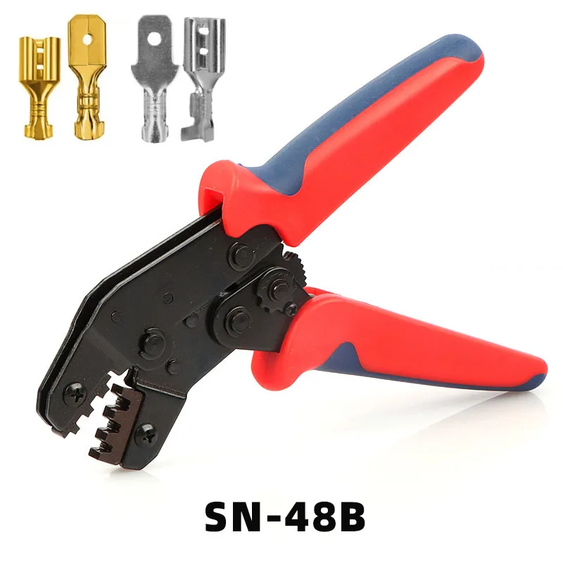 Alicate de Crimpagem para Terminais Spade Kit Braçadeira Elétrica Terminais tipo Plug Ferramentas Crimper Tab 2.8 4.8 6.3 Sn48b