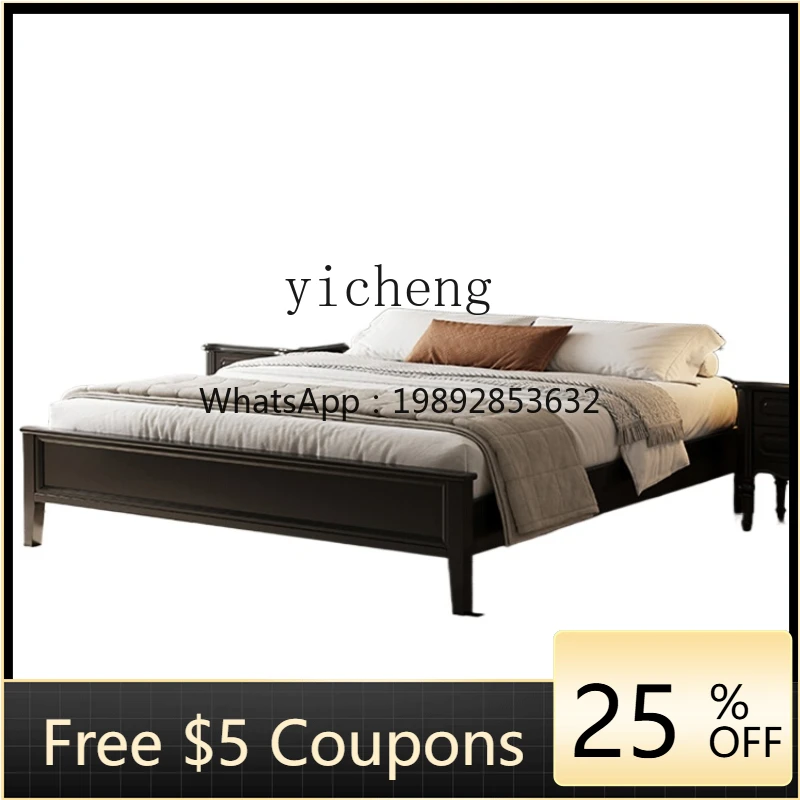 

Zc Solid Wood Antique Bed Master Bedroom Double Bed Retro Simple Marriage Bed