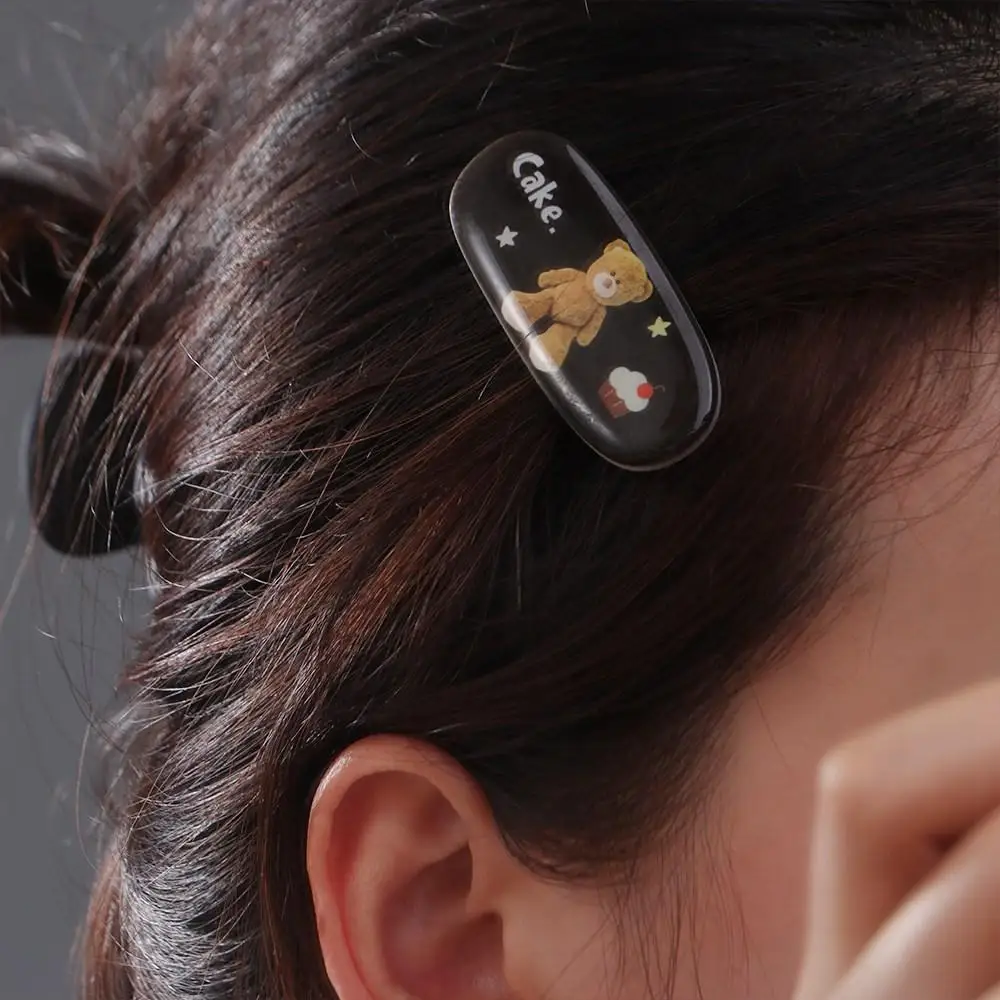 

Creative Letter Bear Hairpin Printed Geometry Cute Hair Clip Duckbill Clip Korean Style Daily