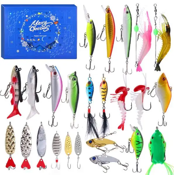 

Advent Calendar Fishing Christmas Countdown 24 Days Fishing Set For Adult Men Teen Boys 2024 Battery Operated Lights with Timer