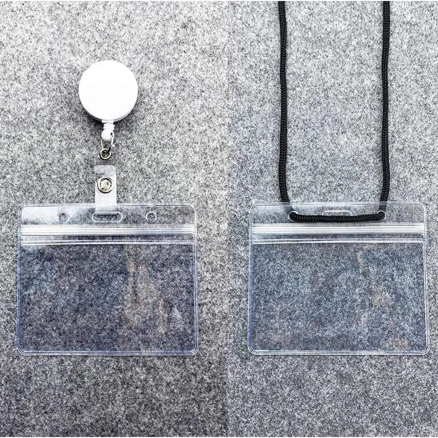 ที่ใส่บัตรแบบแนวนอน ปิดผนึกได้ กันน้ำ พลาสติกใส ที่ใส่บัตรประจำตัว 6 ชิ้น