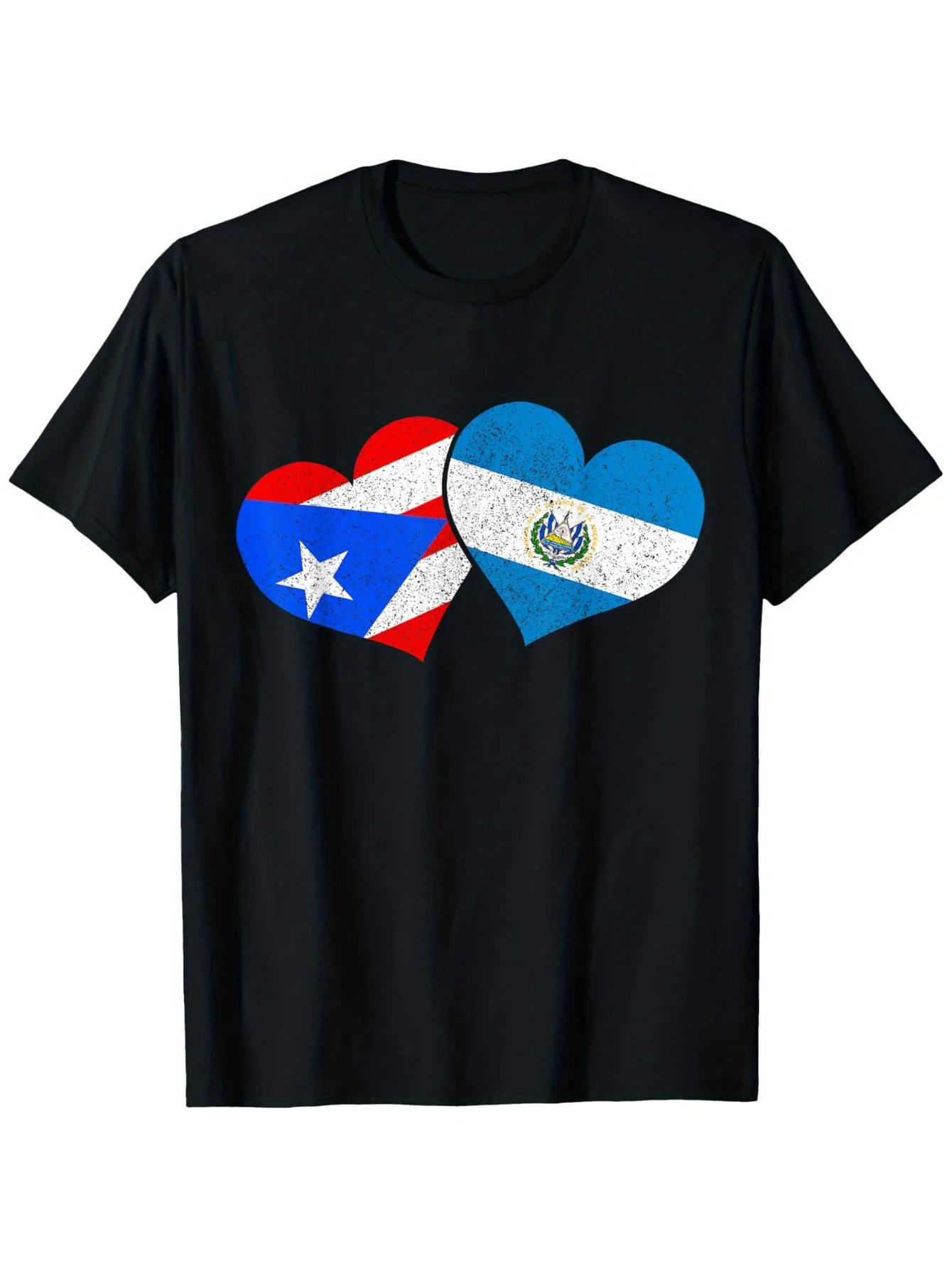 Puerto Rico & El Salvador Pride Puerto Rican Flag T-Shirt, Suitable for Mens & Womens Outdoor T-Shirt, 100%cotton, S-XXXL