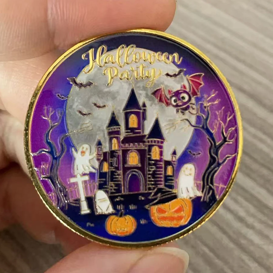 سعيد هالوين الذهب عملة العظام سحر التحدي عملة مخيف الزينة ميدالية تذكارية في الكبسولة هدية تذكارية #1