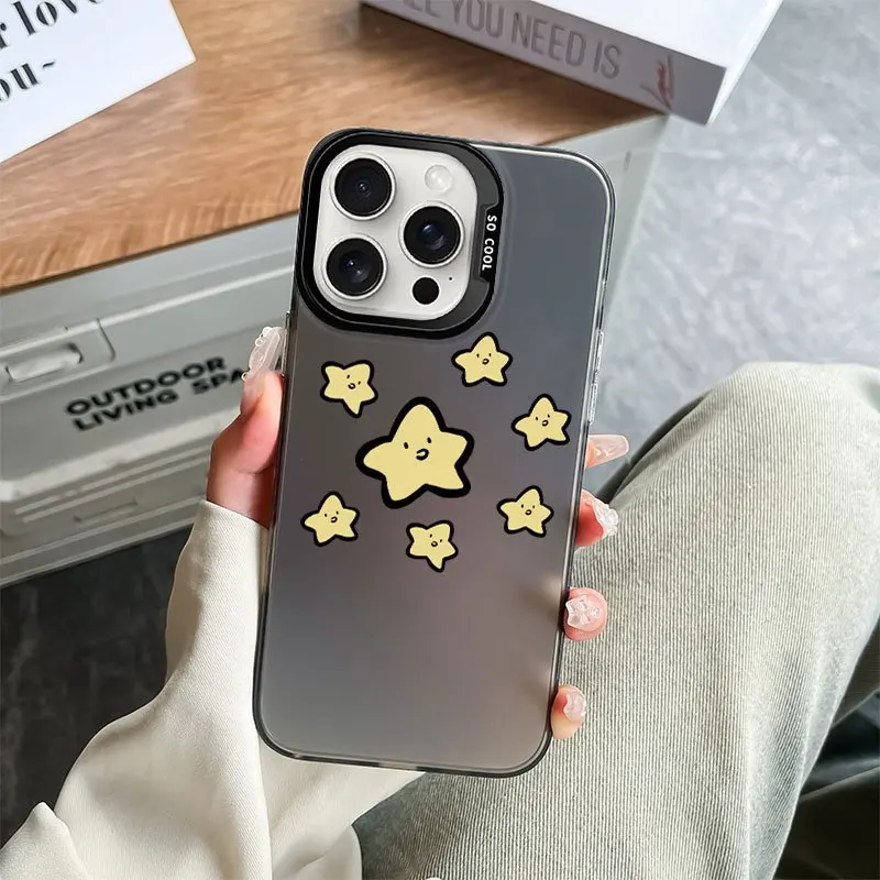 

Star pattern phone case for iPhone 16 15 14 13 12 11 Pro/ Max/Plus shock-proof rear cover anti-fingerprint