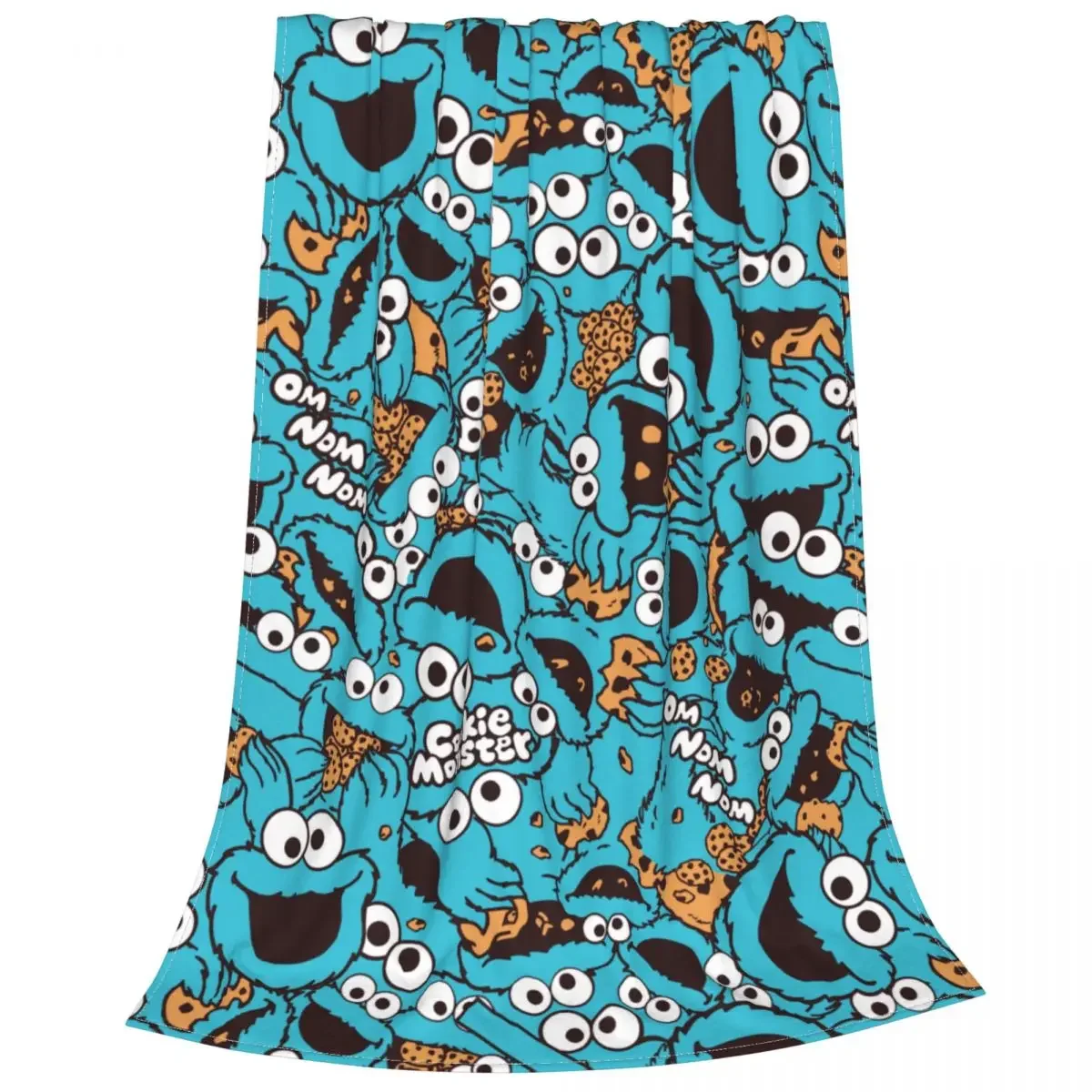 Cookie Monster Nom Nom Nom Pattern Blankets Coral Fleece Plush Summer Multifunction Warm Throw Blanket for Sofa Travel Quilt