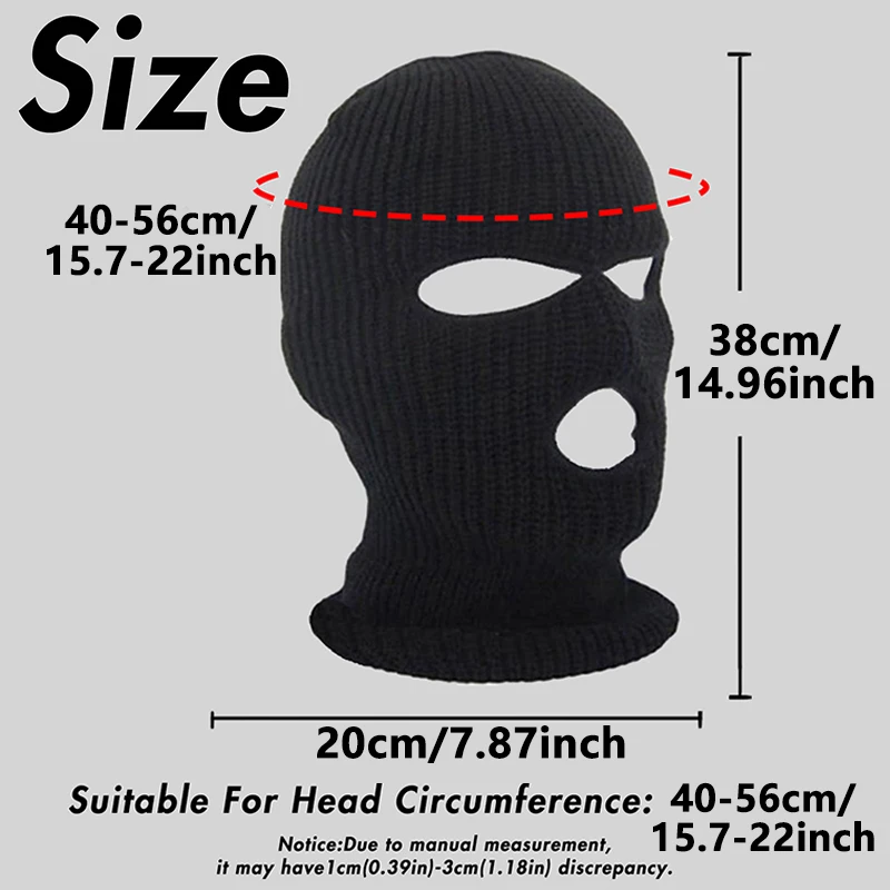1 Stück Sturmhaube 3-Loch Ninja-Maske Winddicht Warm Modisch Elastisches Design für Motorradfahren Camping Rollenspiel – Detail 2