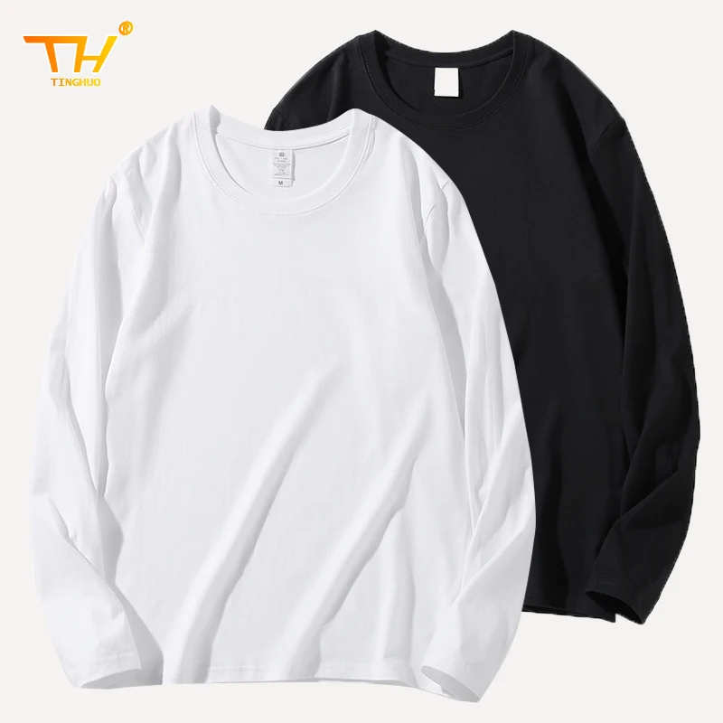 TINGHUO Mens Tshirt Long Sleeve Solid Color T-shirt Men O-Neck Sweatshirt Pullover Male