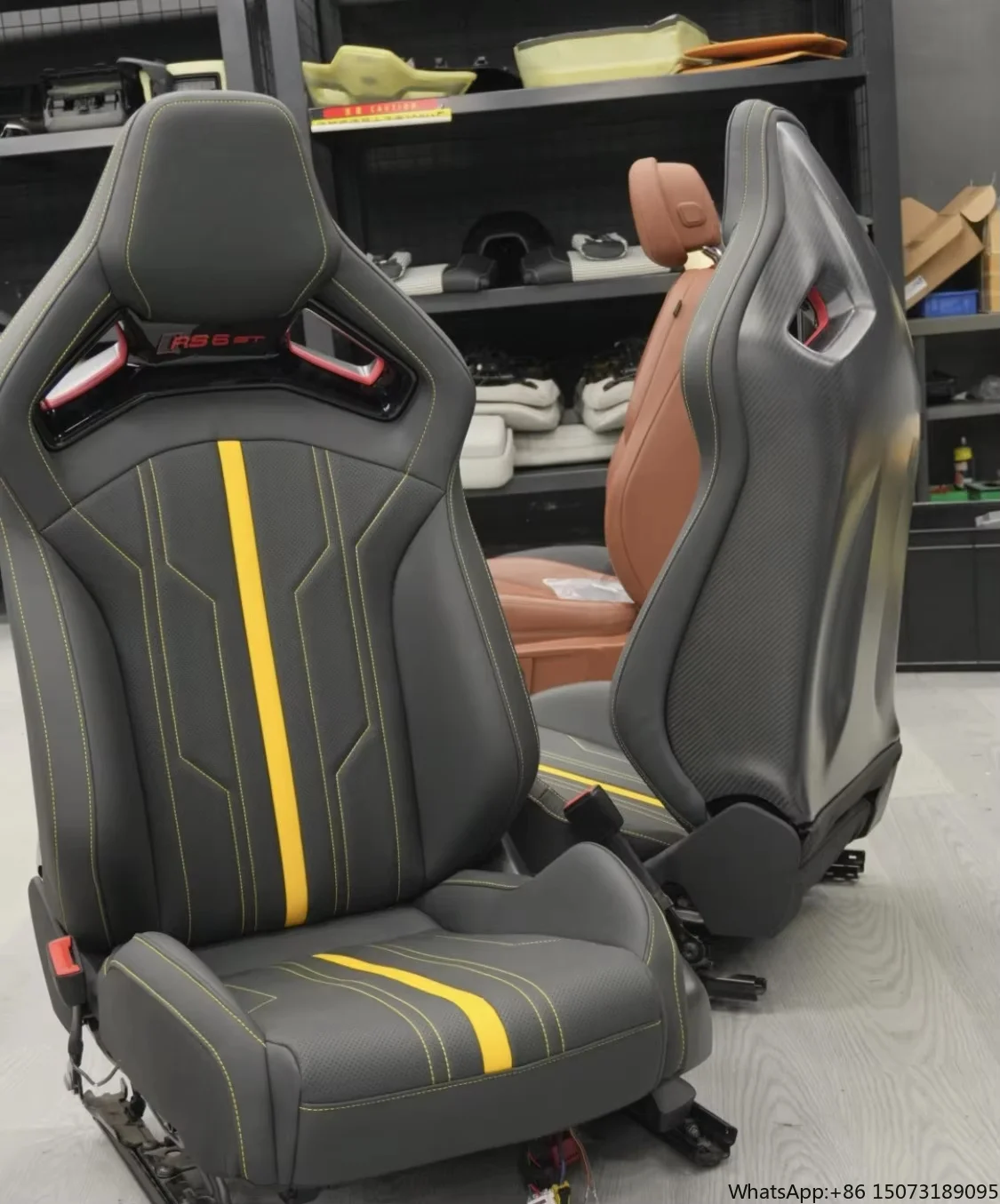 Car Luxury Sport Racing Seat Custom Carbon Fiber Panel Leather Cover Bucket Upgrade RS Seats for  A3 A4 A5 A6 A7 Q3 Q5 Q7 Q8