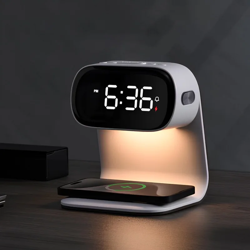 

Wireless Charging Bedside Night Light 15W Fast Charging Mobile Phone Earphone Charging Alarm Clock Gift Desk Lamp