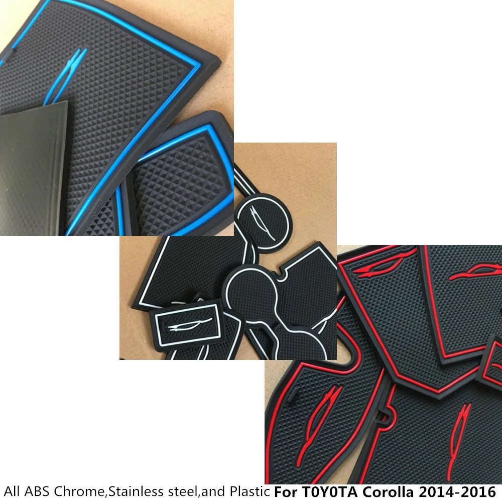 Hot Car Groove Gate Slot Armrest Storage Rubber Non-Slip Mat Door Pad/Cup Lamp 13pcs/Set For Toyota Corolla Altis 2014 2015 2016 view 5