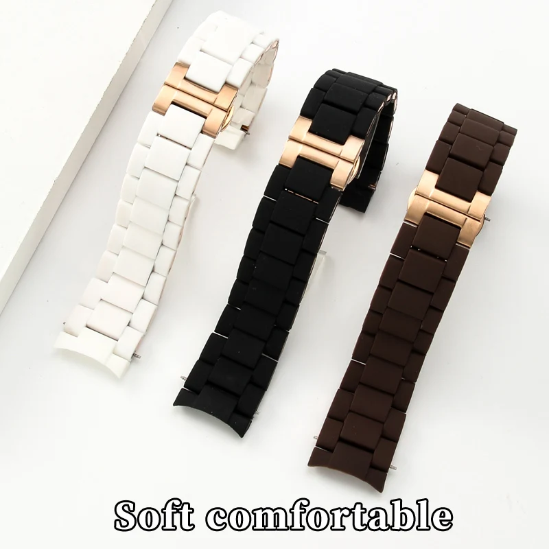 Rubber Silicone Steel Watchband for Armani Watch Strap Ar5890 AR5905 AR5906 AR5919 AR5920 AR5858 Male 23mm Female 20mm Watchband