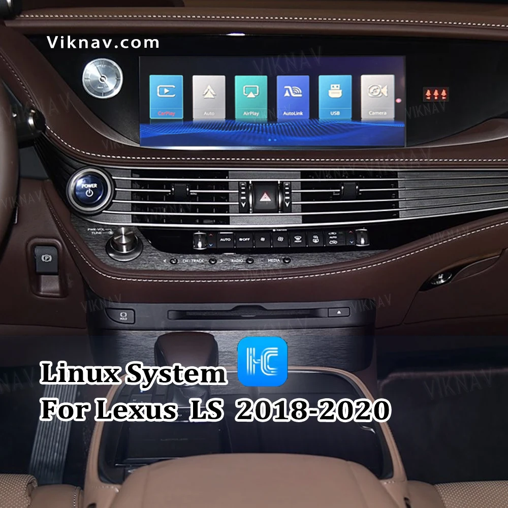 Viknav Linux System For Lexus LS 2018 -2020 Wireless Apple CarPlay Android Auto display screen