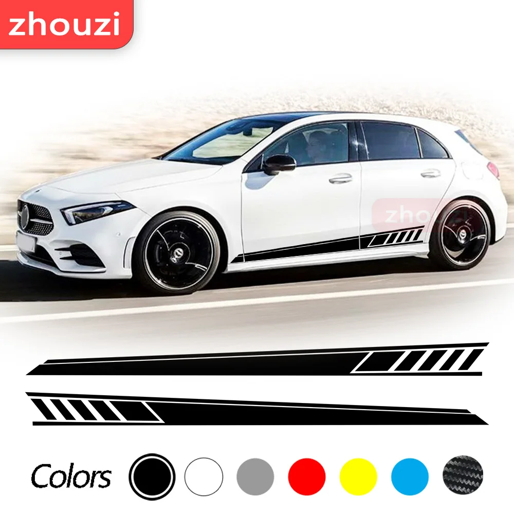 2 Pcs Car Door Side Stripes Skirt Sticker For Mercedes Benz W177 A Class AMG A35 4Matic A45 S 2018-Present A220 A250 Accessories