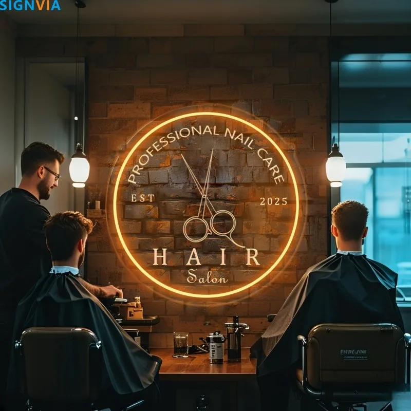 

Custom USB-Powered Neon Sign Nail Hair Salon Professional Design Scissors Comb Icon Barber Shops Wall Decor Easy Install LED