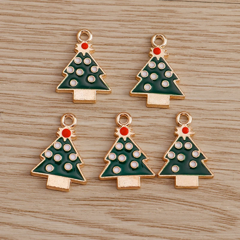 10 Stück Niedliche Weihnachtsanhänger aus Emaille: Weihnachtsmann, Handschuhe, Baum, Hirsch - Anhänger für Schmuckherstellung, Halsketten, Ohrringe, DIY-Geschenke – Detail 40