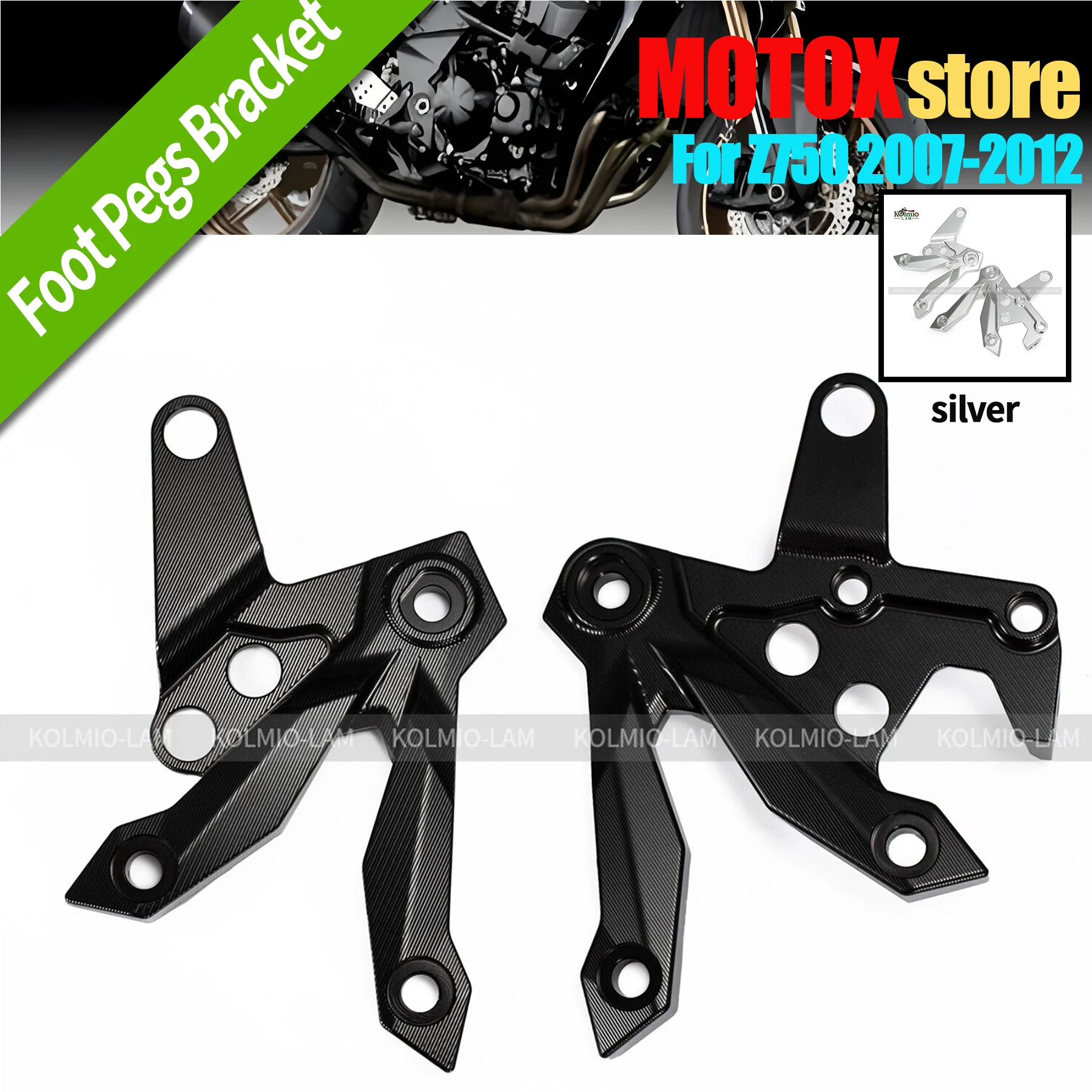 

Motorcycle Accessories Fit for 2007 - 2012 KAWASAKI Z750 Z 750 2008 2009 2010 2011 Front Footrest Foot Pegs Bracket Mount Kit