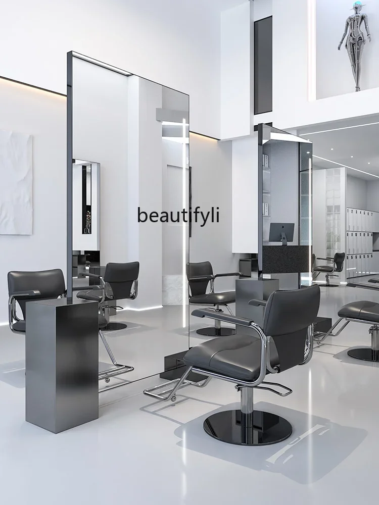 

Hair salon, mirror table hair salon special single and double-sided floor barber shop hair cutting mirror