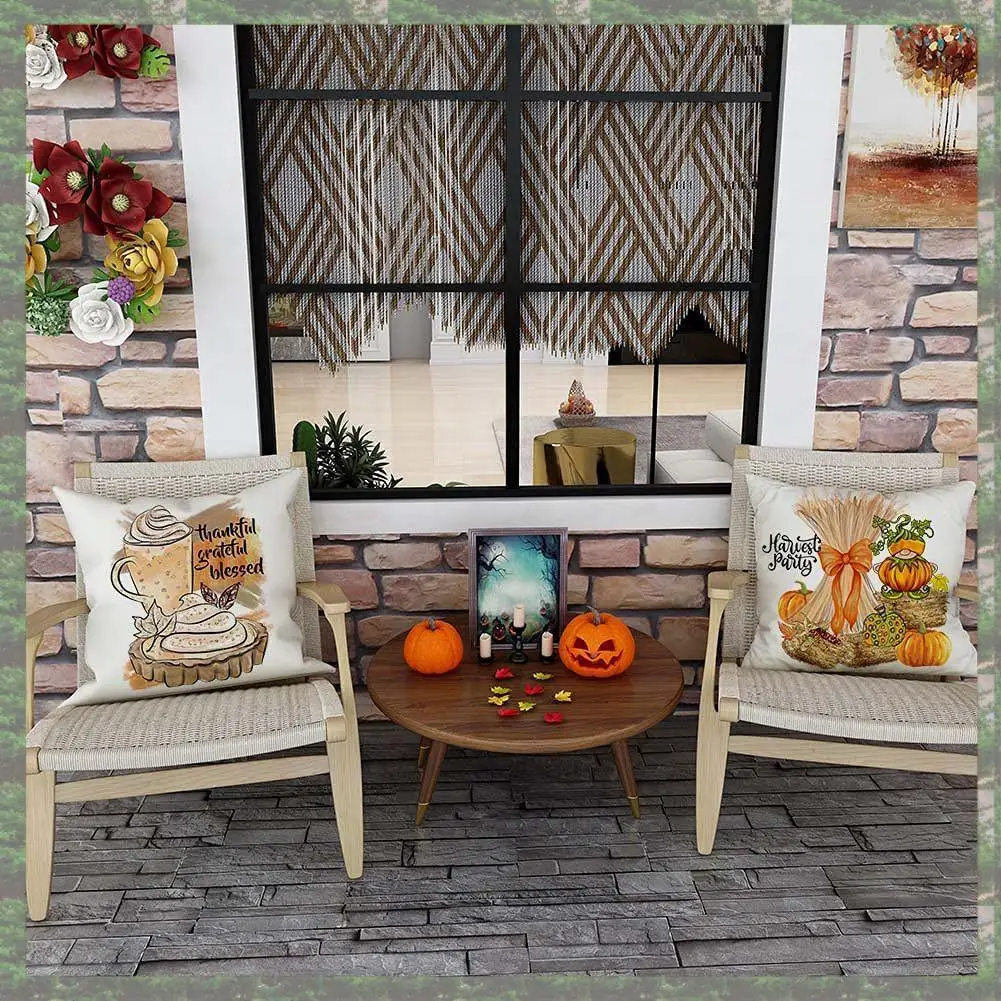 

X17A 2025 NEW-Fall Farmhouse Pillow Covers 18X18 Set Of 4 Fall Thanksgiving Decor For Couch Sofa At Home Indoor & Outdoor