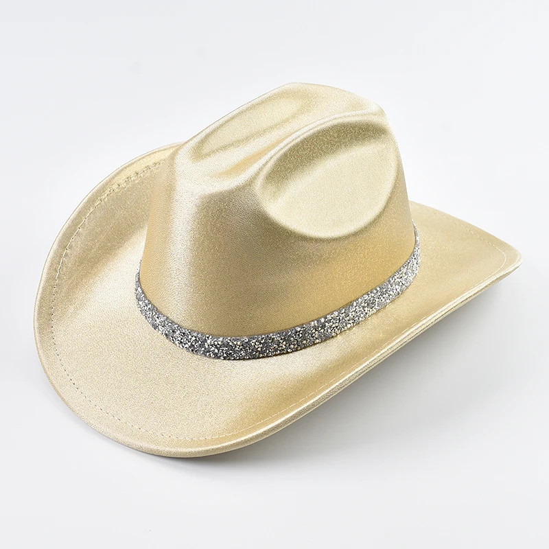 Western Style Cowboy Hat Fashion Roll Up Brim Party Dress Fedora Hat Festival Costume Party Play Cowgirl Hat