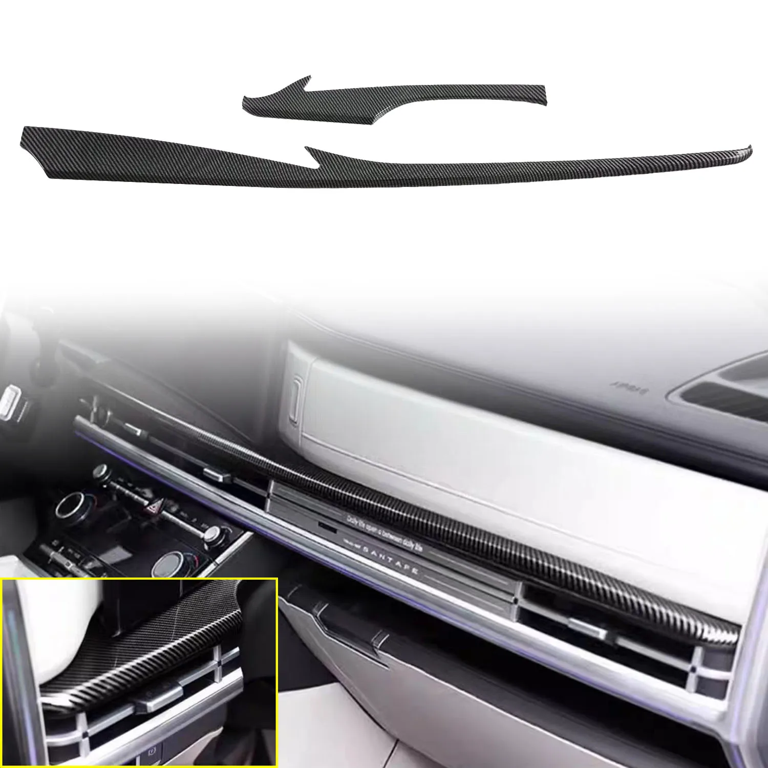 

For Hyundai Santa Fe MX5 2024 2025 2026 LHD!!! Carbon Style Interior Central Console Air Vent Outlet Strip Molding Trim 2pcs