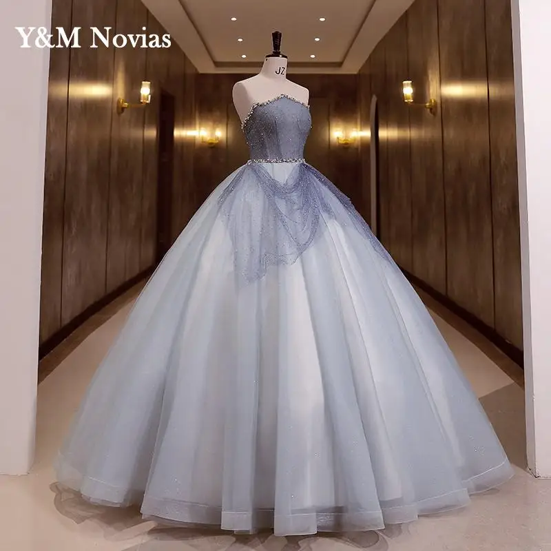 Y&M Novias Strapless Sleeve Sweet 16 Lavender Quinceanera Dress Vestido De 15 Anos De Debutante 2022 New Ball Gown Prom Dress