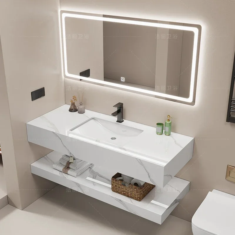 خزانة حمام مصممة بشكل بسيط، مع حوض سيراميك من البلاط الصخري، حوض غسيل حمام بسيط وحديث، مبيعات ساخنة