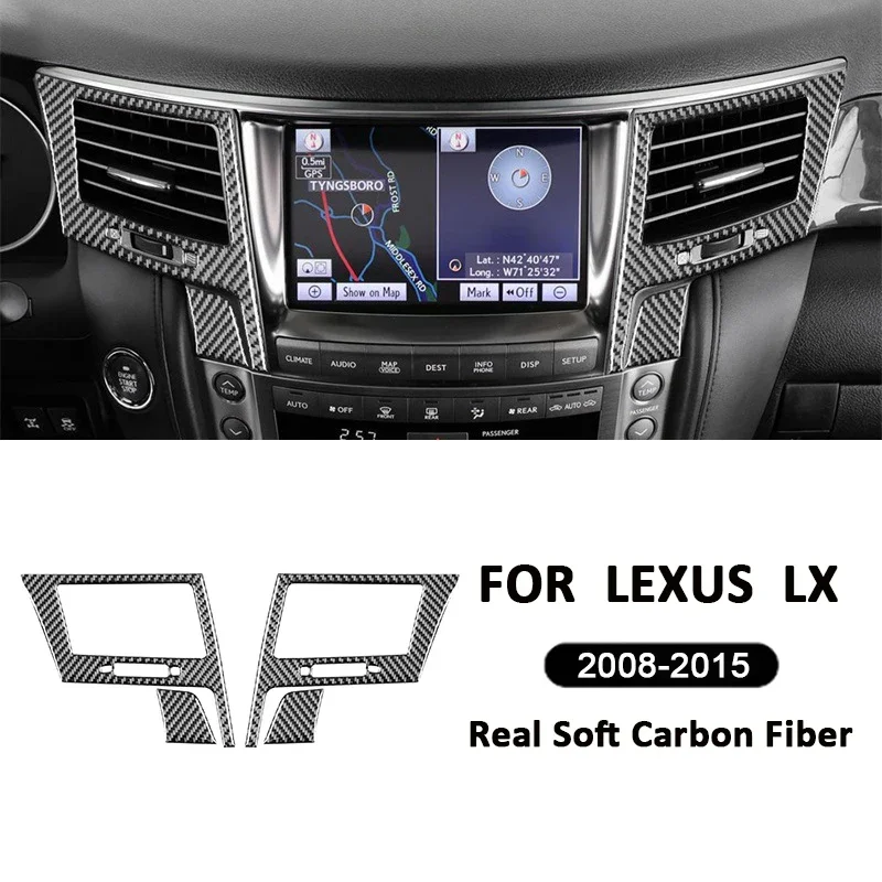 

2PCS For Lexus LX 2008-2015 Carbon Fiber Automotive Interior Central Console Air Conditioning Outlet Frame Decoration Stickers
