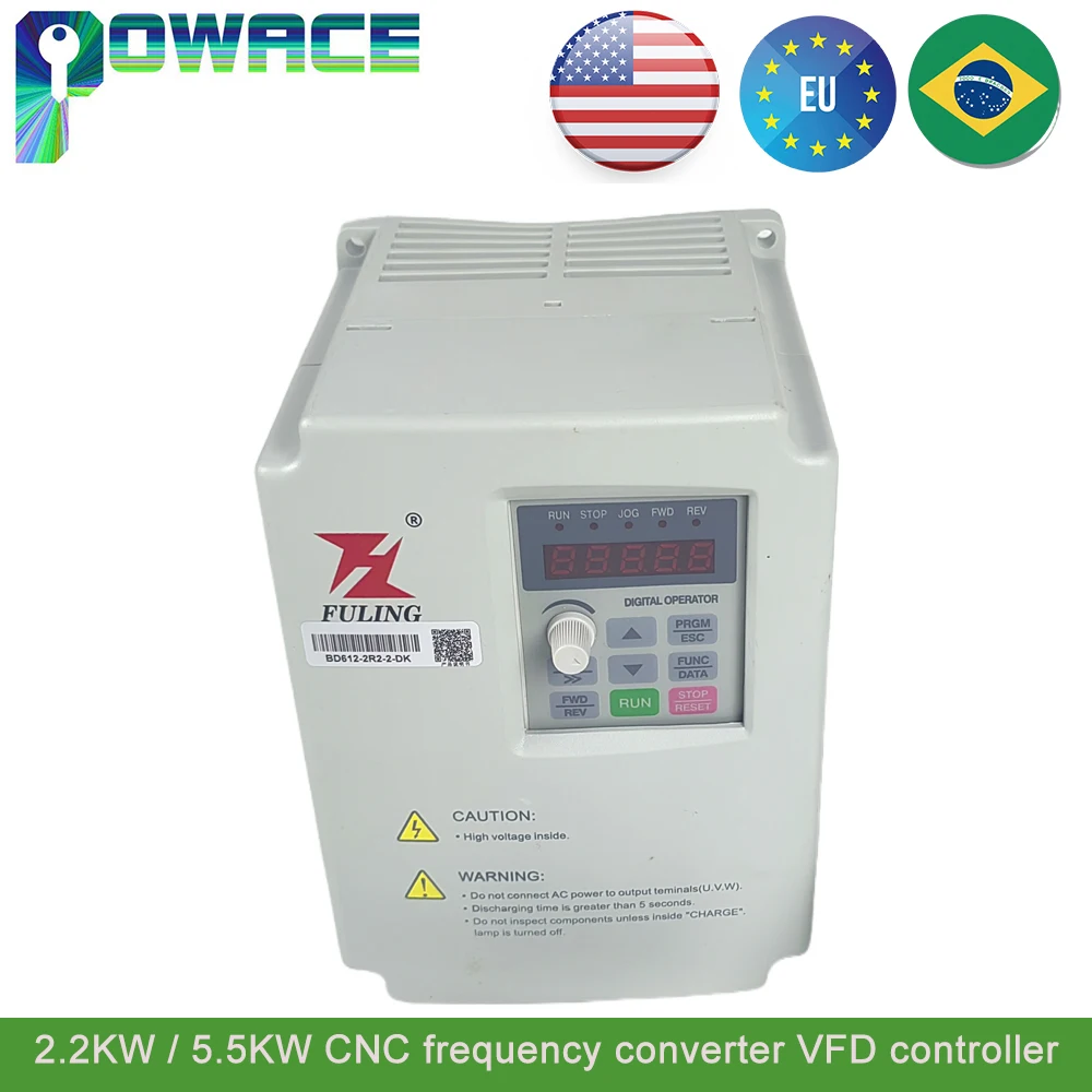 FULING BDZ 5.5KW 2.2KW Variable frequency converter Drive VFD Inverter 220V For CNC Speed Control 0-1000Hz