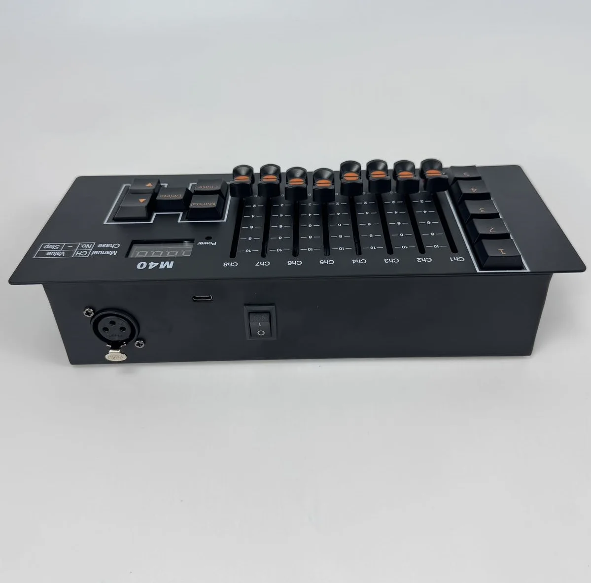 Mini DMX Controller 40 Channels Rechargeable Type-C DMX512 Stage Light Console with 5 Chase Effects Power-off Memory for DJ Club