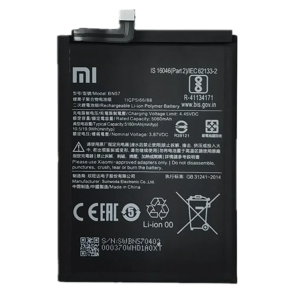 2024 lata Wysokiej jakości oryginalna bateria BN57 do Xiaomi Pocophone Poco X3 / X3 Pro NFC 5160mAh Baterie zastępcze Bateria