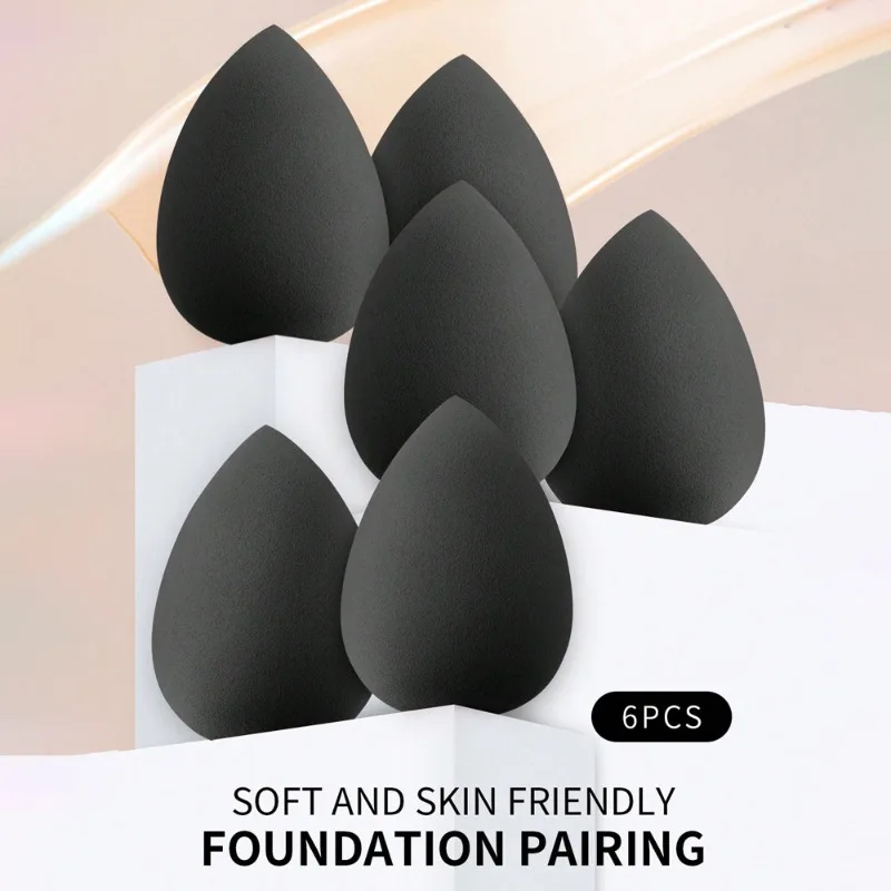 6個入りメイクアップスポンジセット、ビューティーエッグ、超ソフト、リキッドファンデーション、BBクリーム、パウダー、乾湿両用コスメパフ