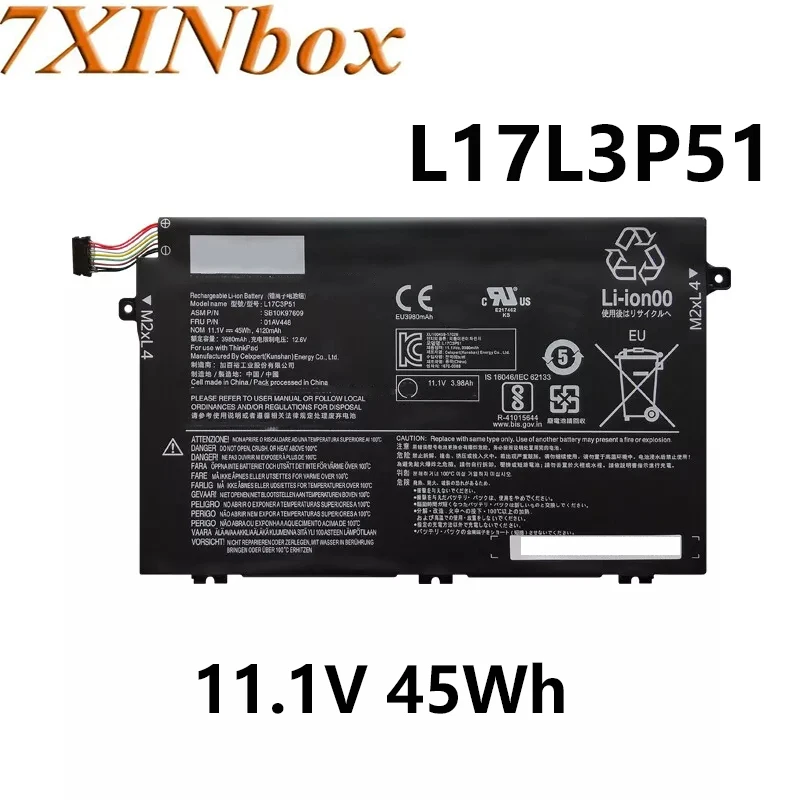 

Аккумулятор для ноутбука Lenovo ThinkPad E480 E490 E495 E590 E580 E595 01AV445 серии 7XINbox L17L3P51 11,1 В 45 Втч