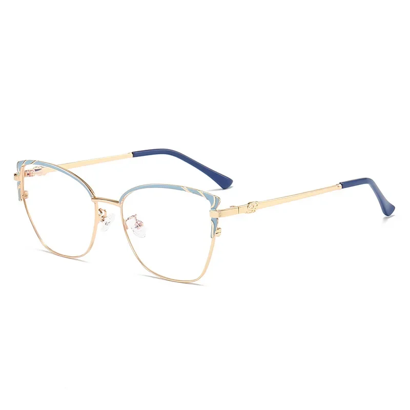 New Style Plain Women\'s Metal Cat Eye Optical Glasses Artistic Myopia Frame Fashionable Flat Lenses Eye Glasses Frames for Men