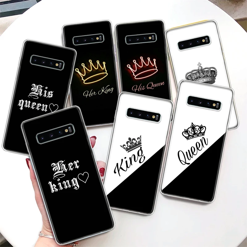 Lovers King Queen Coque Phone Case For Samsung Galaxy S24 S23 Ultra S22 S21 S20 FE S10 Plus S10E S9 S8 + Lite Soft Cover