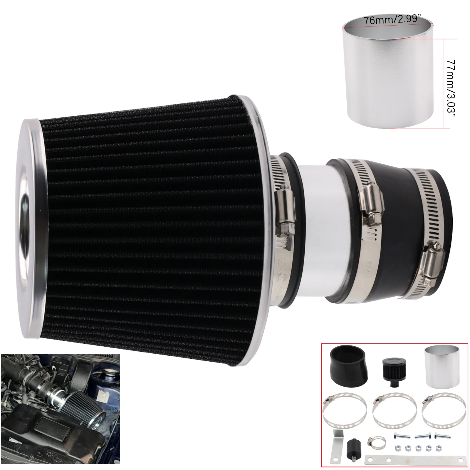 

Для 1.8L 1.9L 2.0L 2.8L короткий комплект впуска холодного воздуха 2,75 дюйма Для 99-05 VW Golf Jetta Beetle Для 00-06 Audi TT/TT Quattro