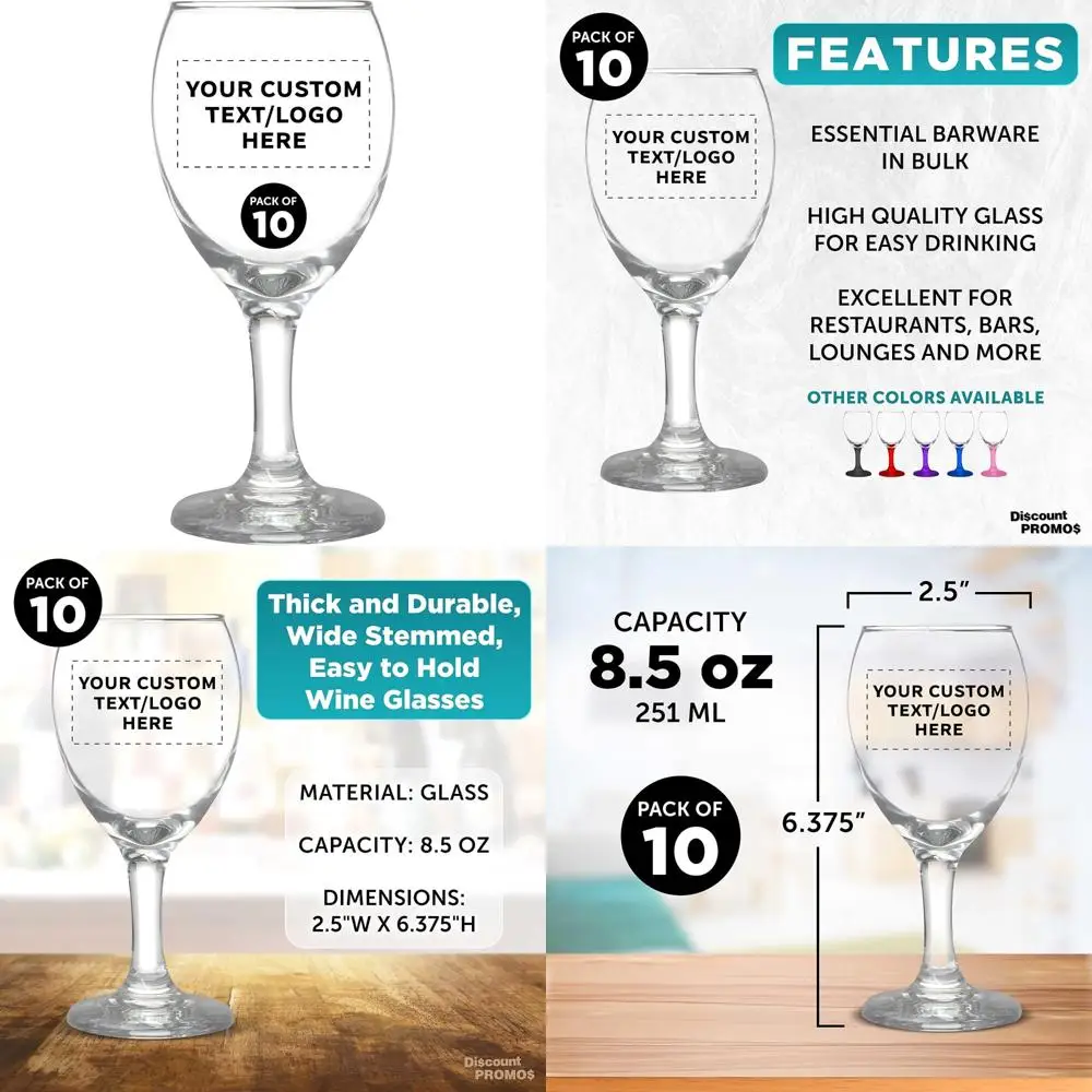 

Персонализированный набор бокалов для вина из 10–8,5 унций, высококачественные американские бокалы, идеально подходят для мероприятий в стиле арагон.