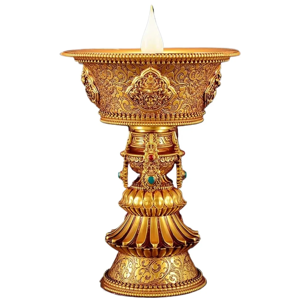 Rechargeable LED Electronic Candle Lamp, Plug in Night Light with Base for Home Decor, Festival Auspicious Lights