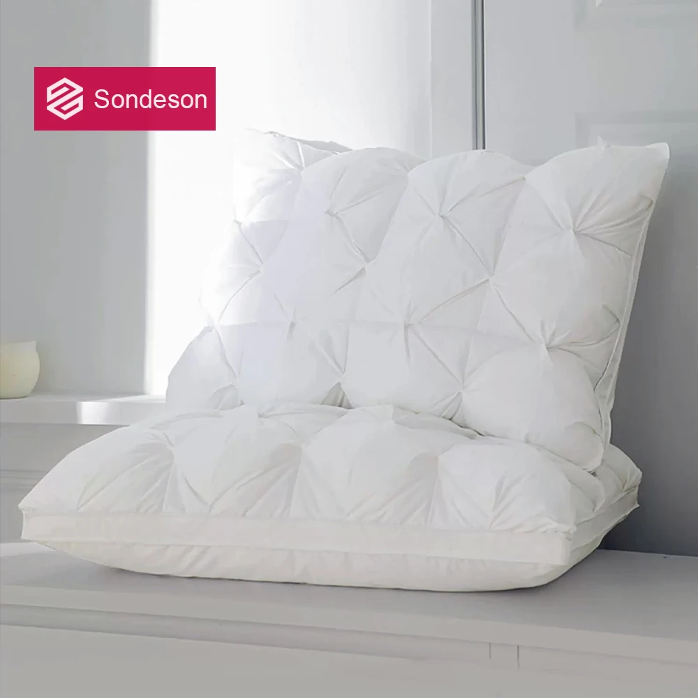 

Sondeson Luxury White 100% Goose Down Pillow Down-proof King Queen 100% Cotton Bedding 3D Style Rectangle Pillows For Sleep Gift