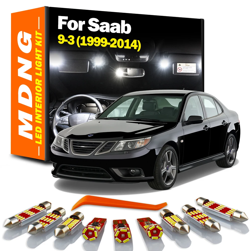 MDNG Accessories For Saab 9-3 1999-2008 2009 2010 2011 2012 2013 2014 Canbus Interior LED Bulbs Dome Map Reading Trunk Light Kit