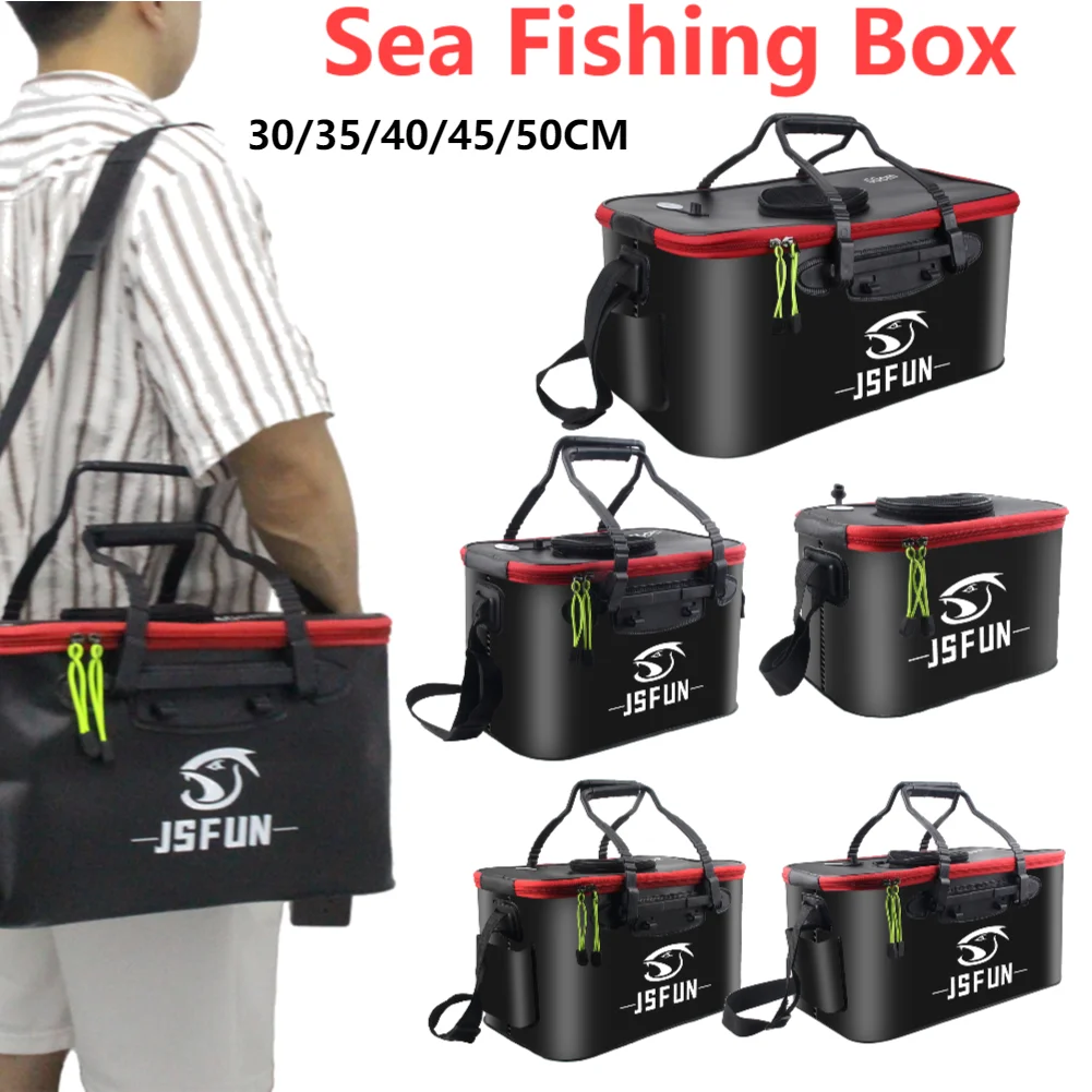 Sea Fishing Box Fishing Bucket Folding Thickening Suitcase EVA  Travel Camping Bait Bucket Side Pockets Zipper Fish Bait Bucket