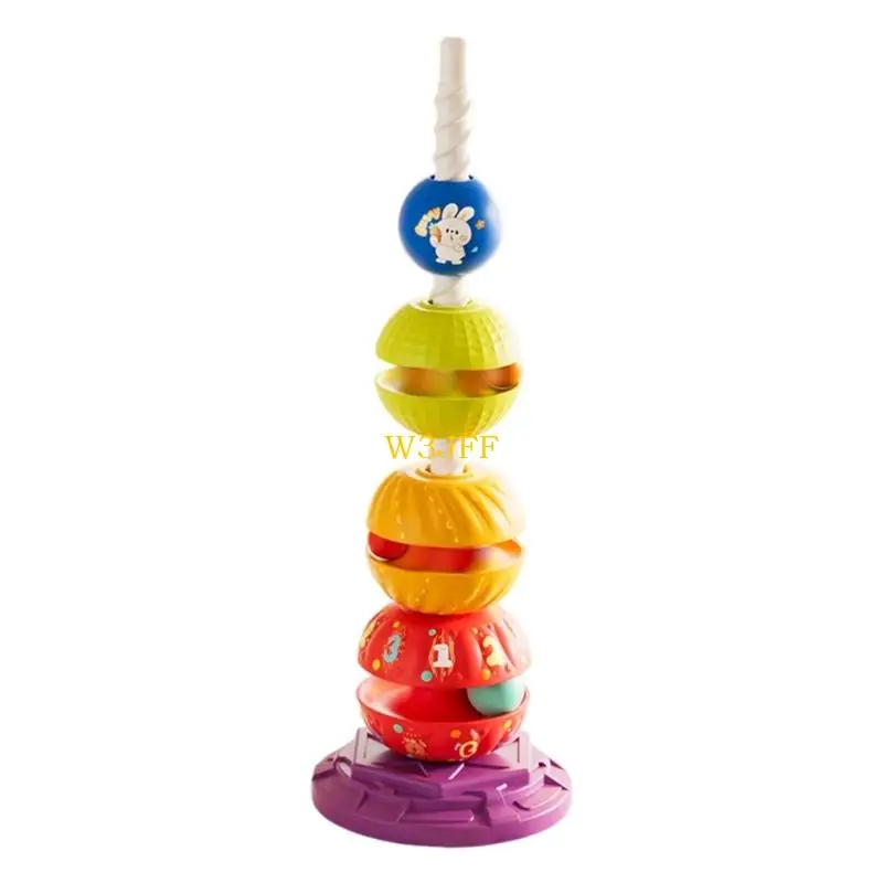 W3JF Baby Developmental Stacking Tower Toy Regenbogen Farbsortierspiel für Kleinkind -Lernaktivitäten mit rotierendem Design