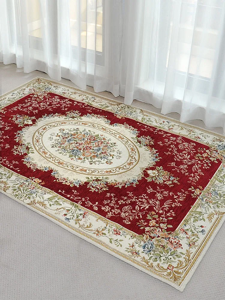 Vintage Jacquard Red Carpet Area Rug for Living Room Persian Rug Pastoral Home Bedroom Europe Balcony Rug teppich Bedside Mat