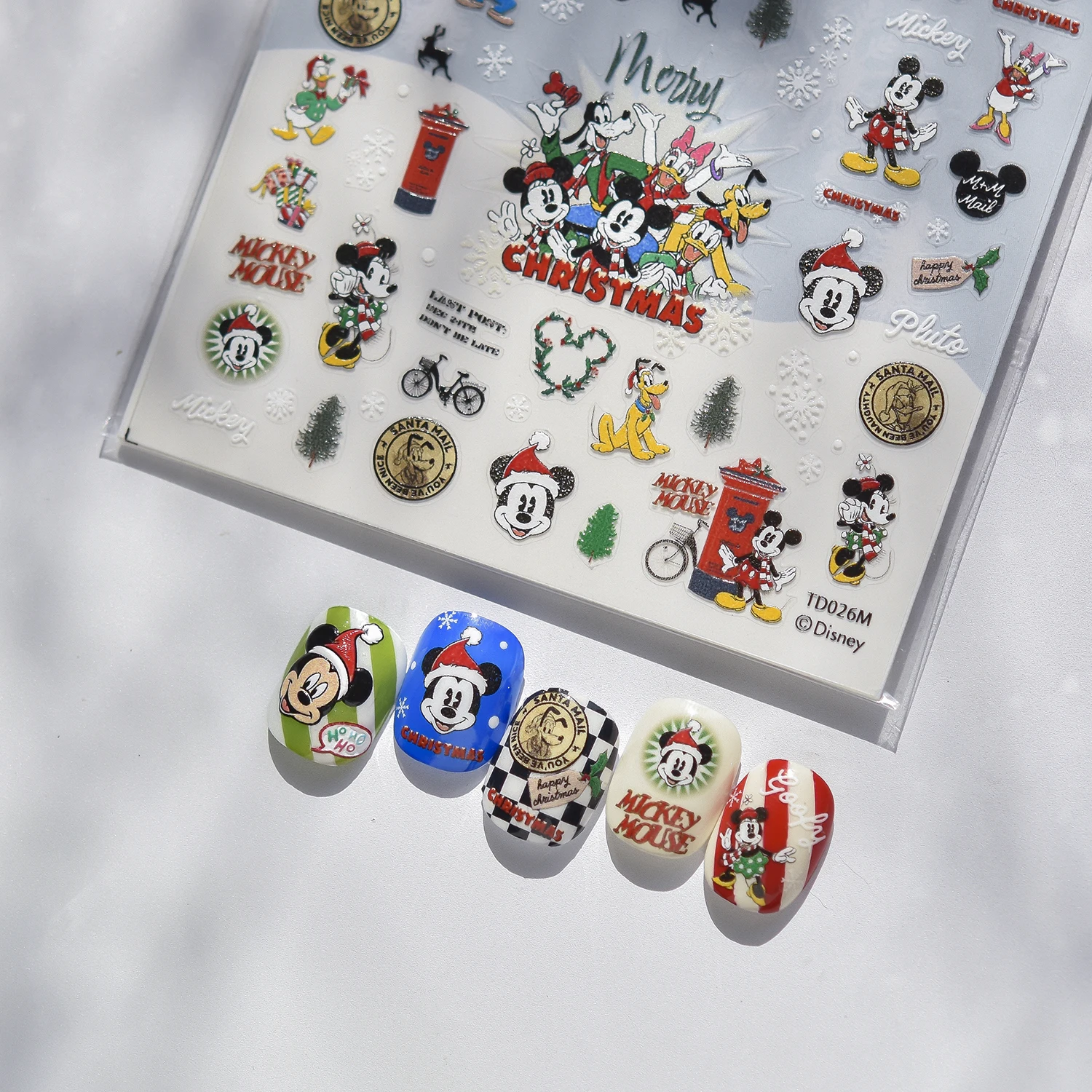 디즈니 크리스마스 스타일 네일 스티커 네일 아트 액세서리 귀여운 애니메이션 미키와 미니 네일 스티커 크리스마스 장식