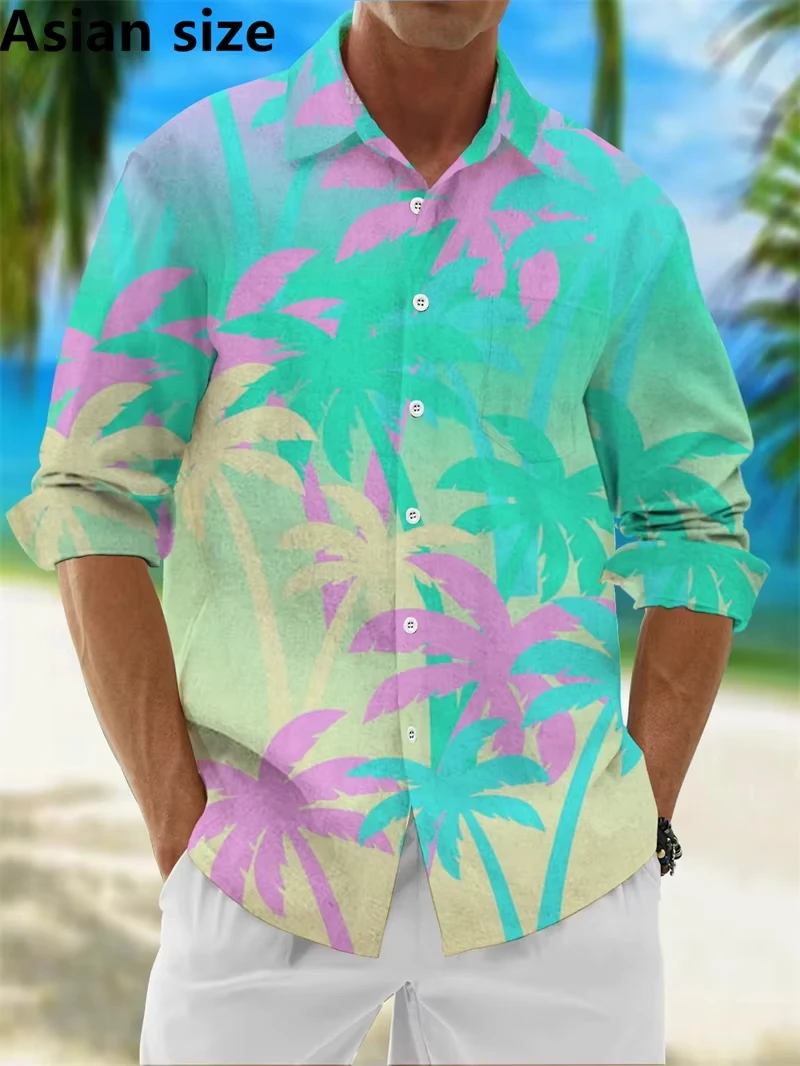 Floral Pattern Fashion Casual Men's Long Sleeve Shirt Formal Shirt Party Evening Summer Spring Autumn Lapel Long Sleeve、